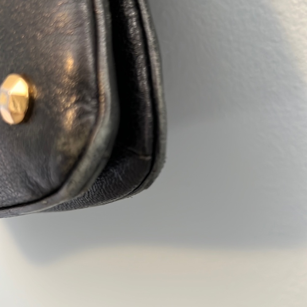 Michael Kors vintage black leather shoulder bag with “m” logo print. Well worn. - Picture 3 of 11